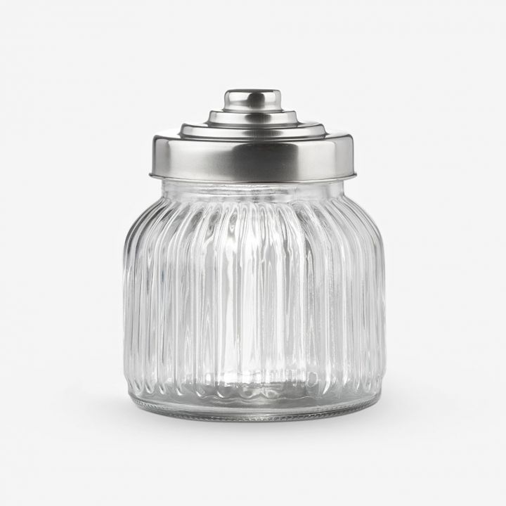 צנצנת זכוכית אטלס מכסה מתכתי | קטן