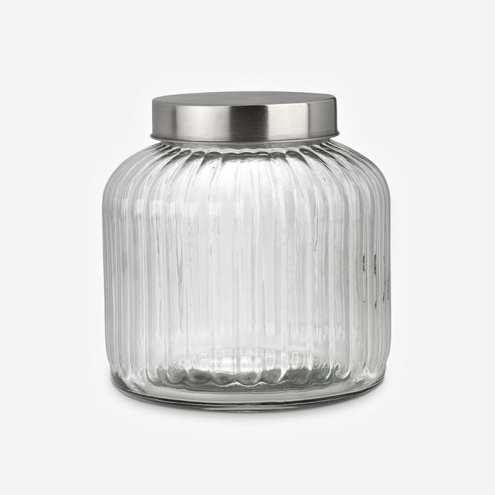 צנצנת זכוכית אטלס מכסה מתכתי | בינוני