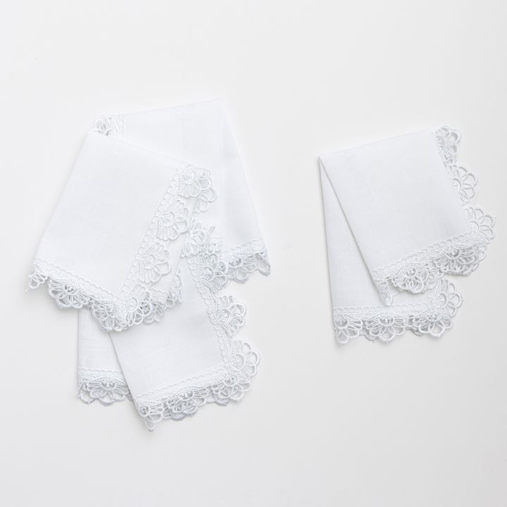 סט ארבע מפיות תחרה שרי