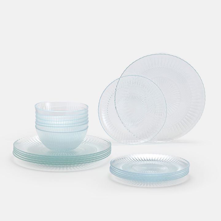 סט 18 צלחות זכוכית אלין