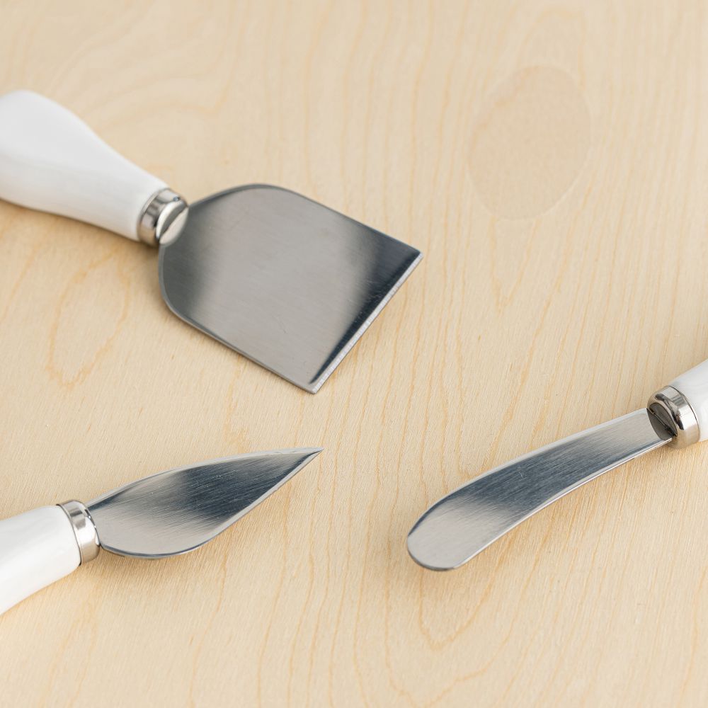 סט 3 סכיני גבינה ידיות חרסינה