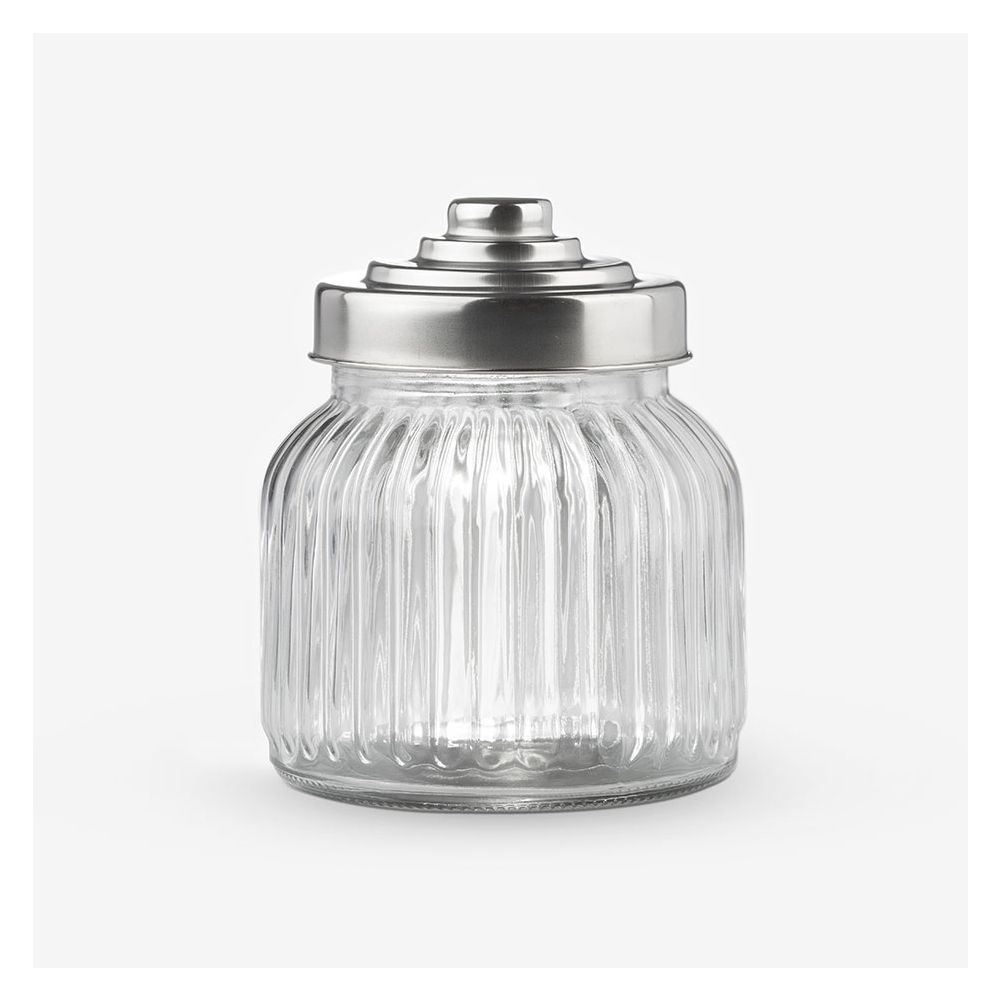 צנצנת זכוכית אטלס מכסה מתכתי | קטן