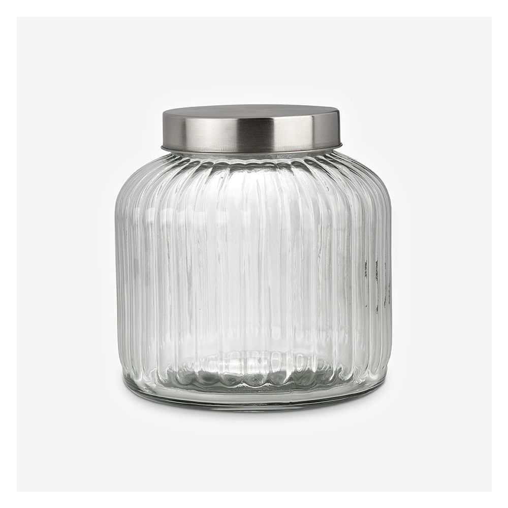 צנצנת זכוכית אטלס מכסה מתכתי | בינוני