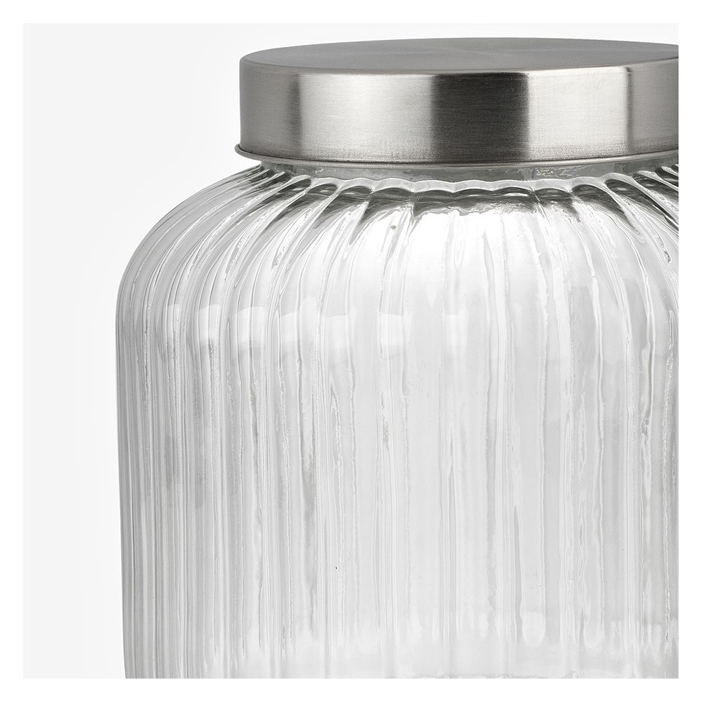 צנצנת זכוכית אטלס מכסה מתכתי | בינוני