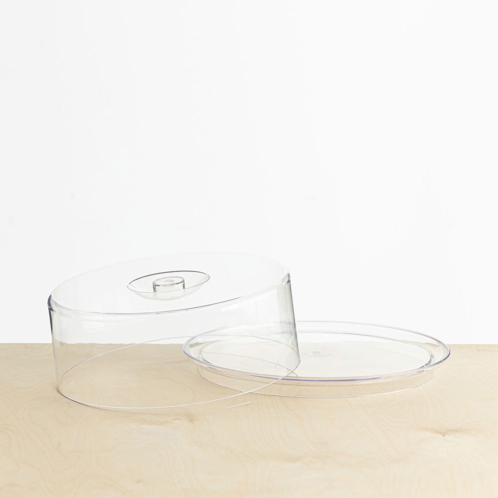 צלחת פלסטיק לעוגה מכסה פעמון