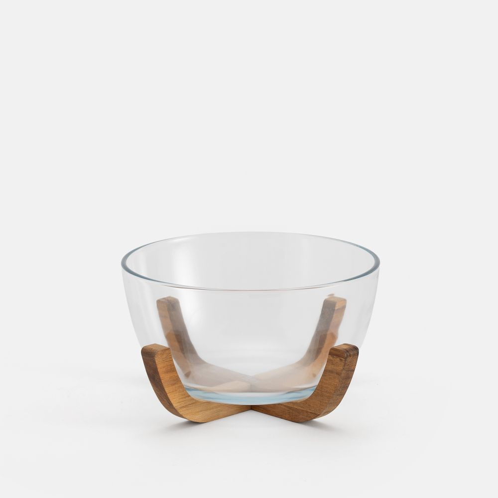 סט קערה + כפות הגשה מעץ בינה