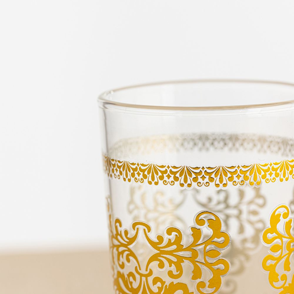 כוס זכוכית מעוטרת יסמין