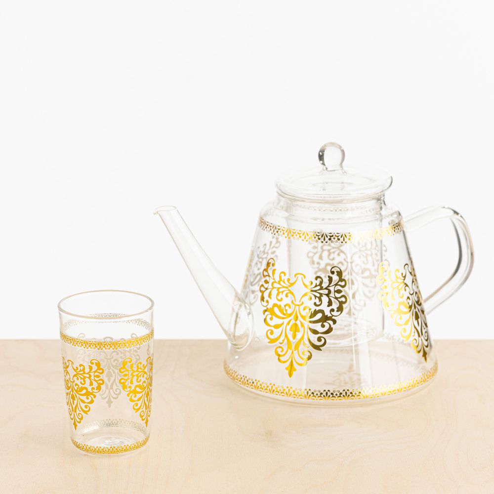 כוס זכוכית מעוטרת יסמין